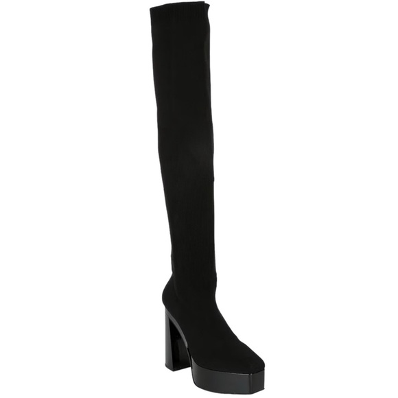 NEW Gianni Bini the Jarvis Stretch Knit Over-the-Knee Platform Black Boots NWT - Picture 3 of 10